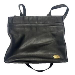 Vintage Genuine Leather Crossbody Purse By Etienne Aigner Black Classic Handbag